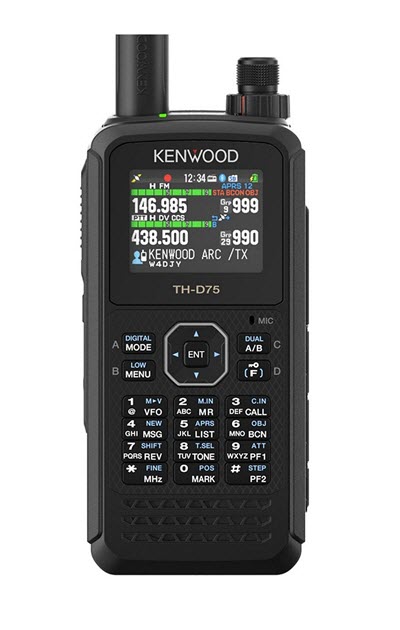 A photo showing the kenwood D75A handheld radio.